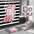 Pink Floral Striped Bathroom Set